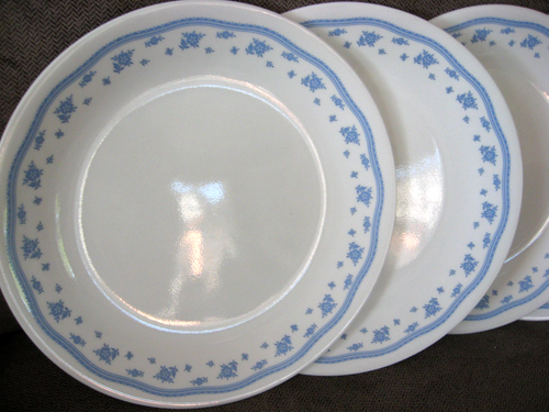 SET OF Four CORELLE *MORNING BLUE* 8-1/2" LUNCHEON PLATES - EUC - Picture 2 of 7