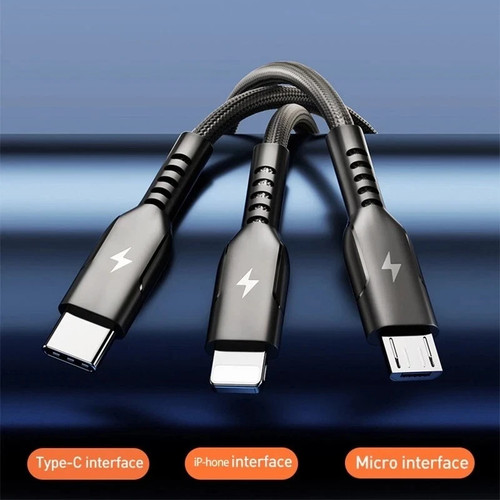 3 in 1 Fast Charging Cable Cell Phone Charger Cord For iPhone Type C Micro USB - Picture 2 of 5
