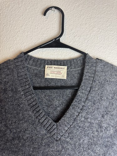 Grey vintage 80s wool sweater vest100% Shetland wool size Large  - Imagen 2 de 6