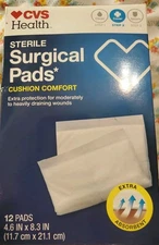 CVS Health Sterile Surgical Pads Cushion Comfort Extra Protection 4.6x8.3 12-ct