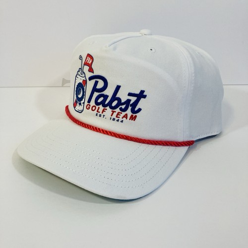 New PABST GOLF TEAM HAT w/ TEE HOLDER Retro White Blue Red Beer Blue Ribbon PBR - Picture 3 of 6