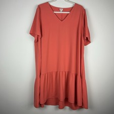 Target A New Day Ruffle Flutter Sleeve V-Neck Dress Coral Pink Plus Size XXL