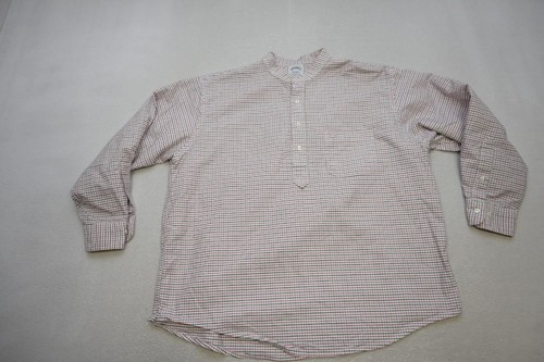 Brooks Brothers Regent 1/2 Button Dress Shirt Plaid Collarless Mens Size Large - Picture 5 of 9