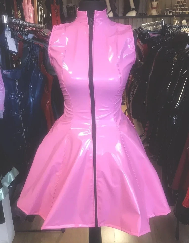 Misfitz sexy pink PVC sissy skater dress, two way zip. SIZE 22. TV CD Party Club - Image 2 of 4