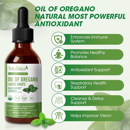 Oil of Oregano with Black Seed Oil Vitamin E for Gut Health Immune Antioxidant - Picture 4 of 10
