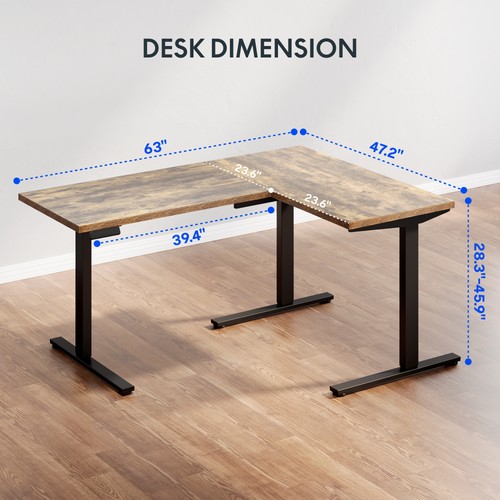 FlexiSpot L Shaped Standing Desk, Electric Height Adjustable Corner Desk - Picture 22 of 48