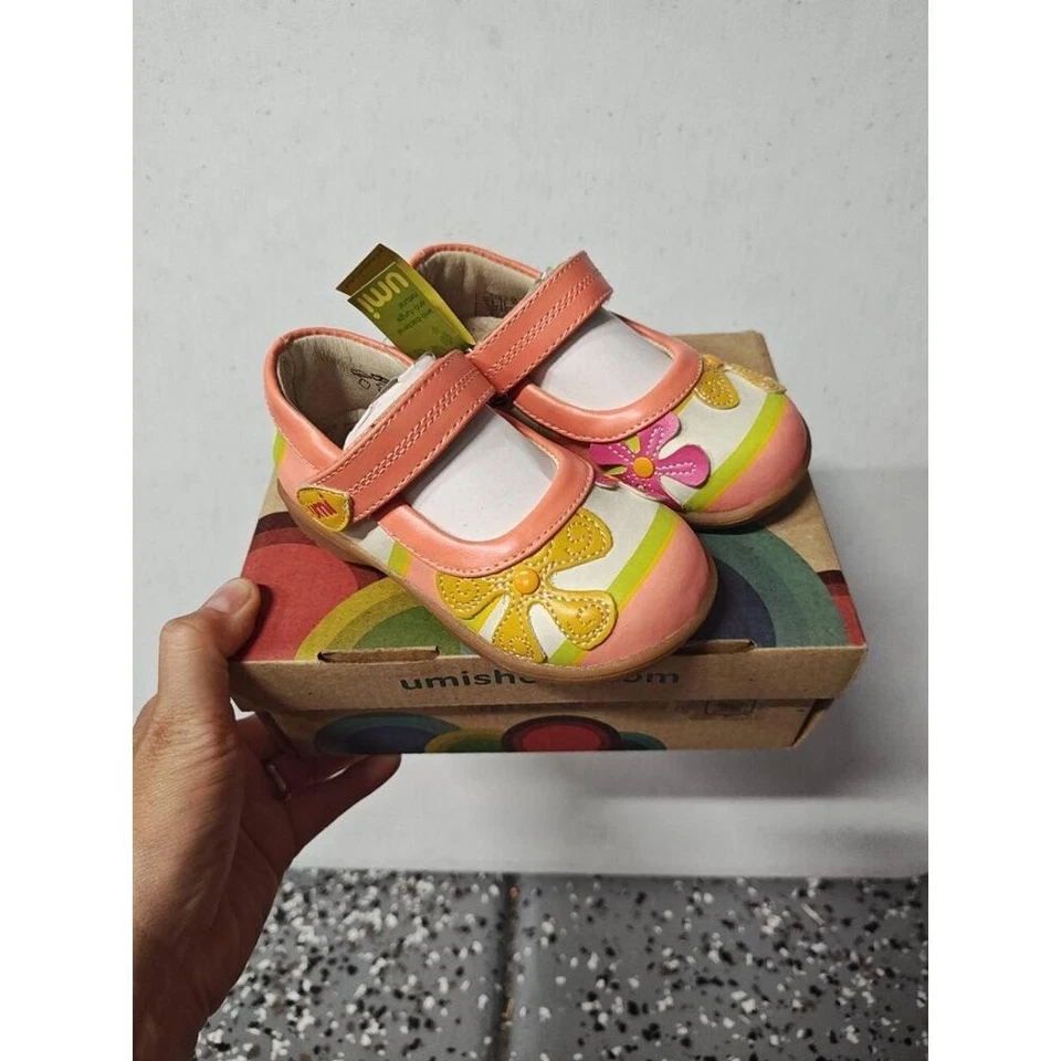 Umi Zapatos Elain Pisos Mary Jane Floral Rosa Coral EU 21 US 5.5 Cuero Ballet Foto 3 de 4