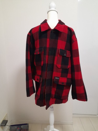 Woolrich Wool Red And Black Button Up Coat Size Medium - Picture 1 of 6