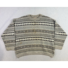 Vintage Woolrich Sweater Geometric Cottage Wool Womens XL Made in USA FLAWS 