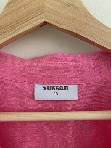 Sussan 18 Pink Linen Short Sleeve Blouse Top - Picture 6 of 8