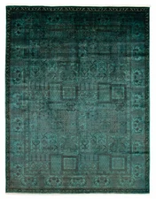 Teal 9'1" x 12'1" Hand-knotted Oriental Carpet Traditional Wool Area Rug