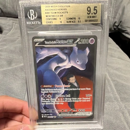 Team Rocket's Mewtwo EX Ascended Heroes SIR Full Art Beckett 9.5