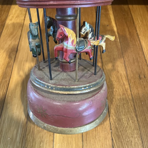 Vintage Carousel Merry-Go-Round Music Box Hand Carved All Wood 1970s ~READ DESC - Picture 5 of 12