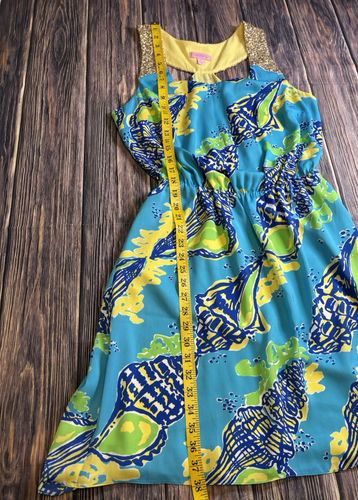 Vestido Lilly Pulitzer Mujer M Azul Calissi Turquesa Sonido El Cuerno Alto Bajo - Imagen 3 de 17