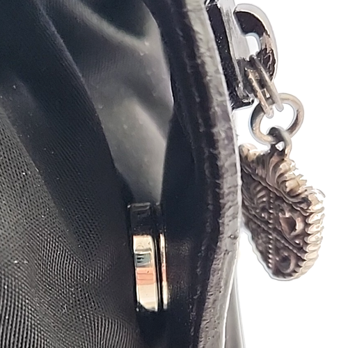 Brighton Croc Embossed Patent Leather Trim Nylon Bag Braided Straps Heart Charm - Picture 15 of 21