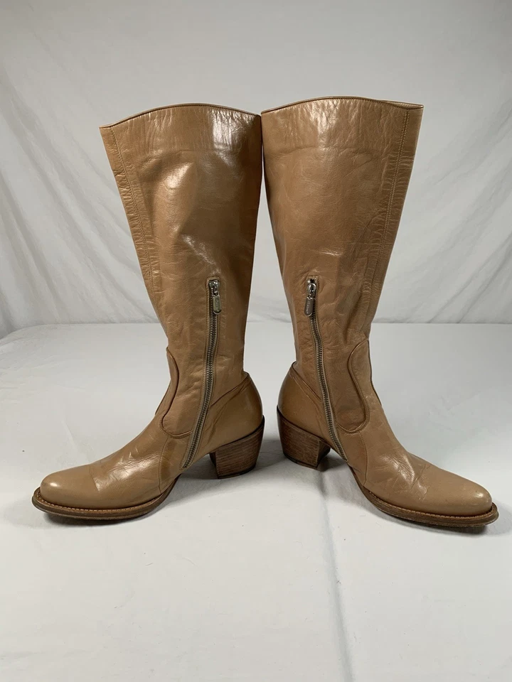 Botas Rocco P. Mujer Talla 37 US6 1/2 Western Punta Cuero Tostado Italia Foto 3 de 4