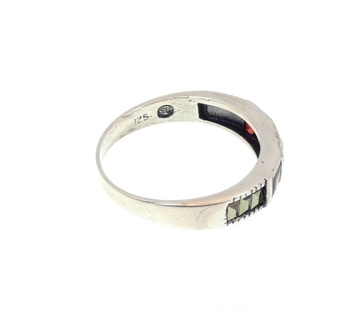 Vintage Sterling Silver 925 Ring Size 7.5 From Thailand With Clear & Red Crystal - Picture 3 of 8