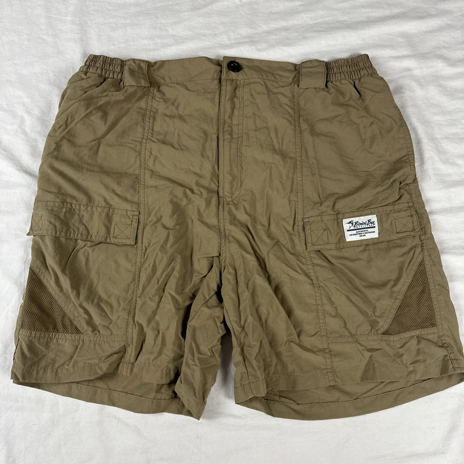 Bimini Bay Cargo Shorts Mens XL Khaki Nylon Fishing Hiking Utility