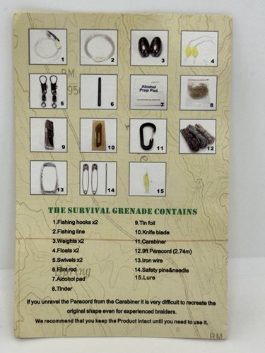 Grenade Paracord Survival Kit Emergency Bug-Out-Bags Hiking Camping Hunting SOS - Picture 3 of 4