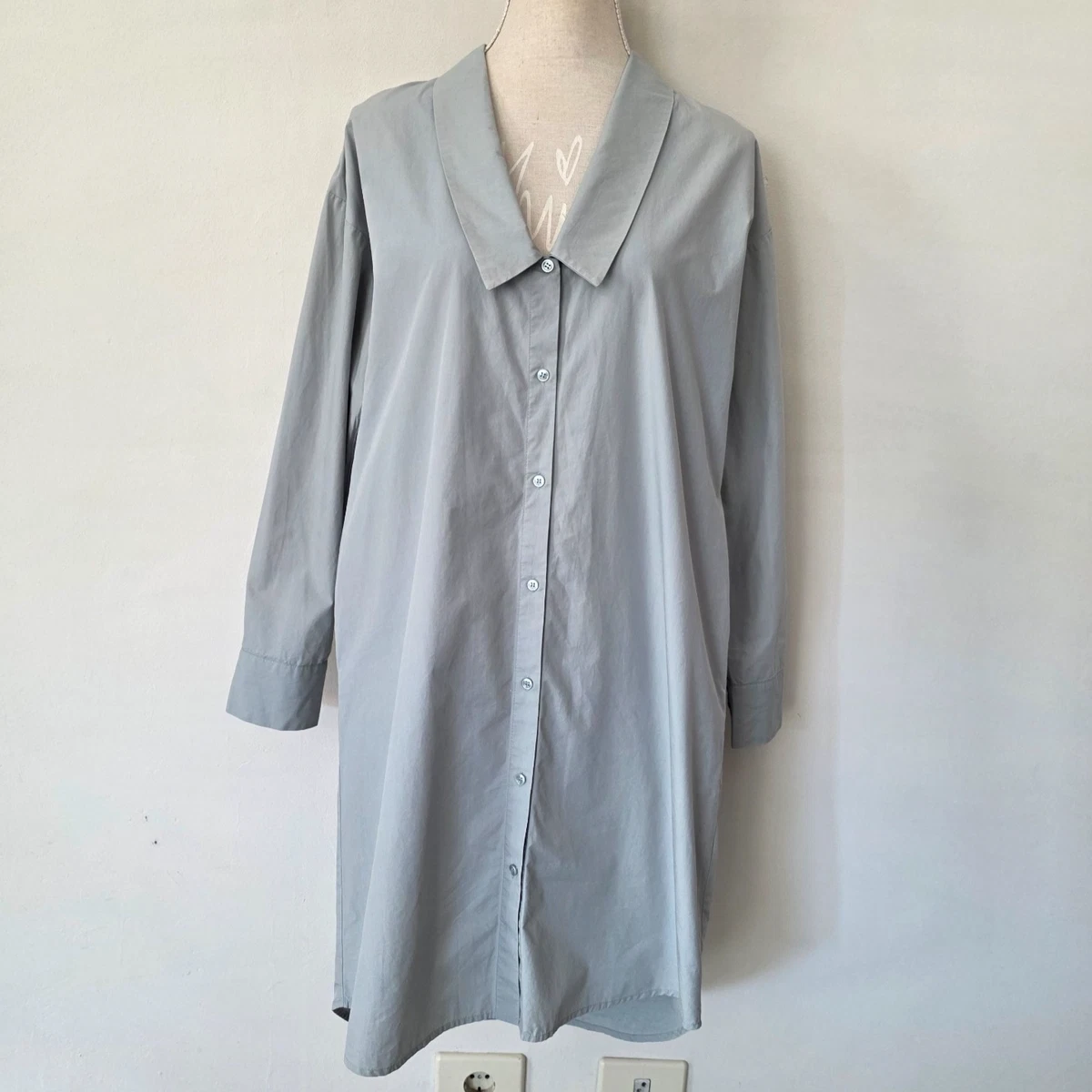 LaovanIn Abito Lungo Casual Donna In Cotone A Coste - Manica Lunga Con Tasche - Grigio XX-Large - Vestito Midi Invernale