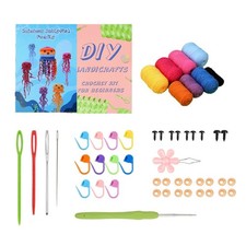DIY Crochet Jellyfish Kits with Yarn, Crochet Hooks, Needle, Plastic Eyes