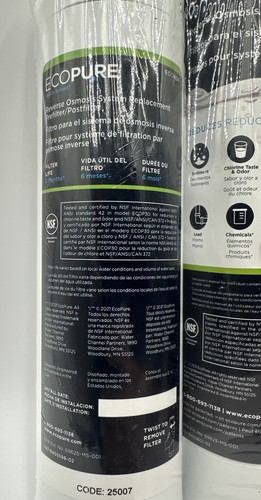 2 Pack EcoPure ECOROF Reverse Osmosis RO Filter Cartridge for ECOP30 New Sealed - Picture 3 of 3