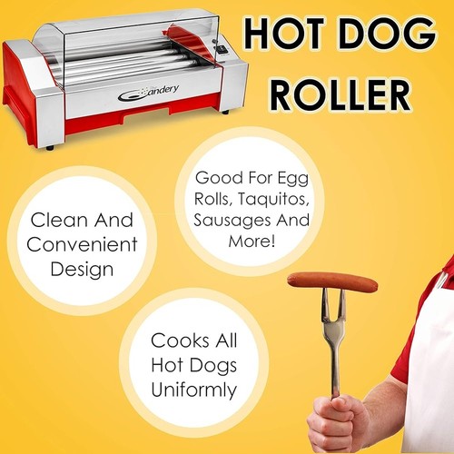Electric Hot Dog Grill Non-Stick Rollers Dual Temperature Control Easy Cleanup - Picture 8 of 10