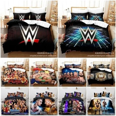 WWE Wrestling Quilt Duvet Cover Pillowcase Single Double King Bedding Set Gift