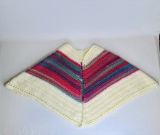 Vintage Handmade Crochet Knit Shawl Poncho Wrap Colorful