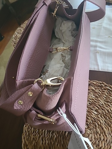 Nuevo con etiquetas Bolso de Mano Anna Paola Cuero Italiano Gamuza MAUVE Modelo RIVA Col.Bruciato - Imagen 6 de 21