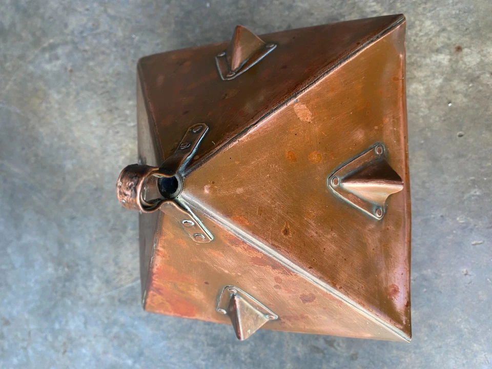 LANTERNE ANCIENNE EN CUIVRE. SUSPENSION LAMPE LUMINAIRE LUSTRE PLAFONNIER - Photo 3/4