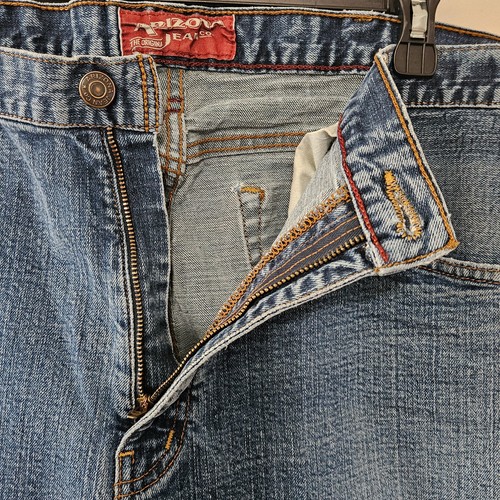 Arizona Jeans 37x30 (38x32) Worn Faded Blue Cotton Denim Herrenjeans mit Zip Cl - Bild 8 von 21