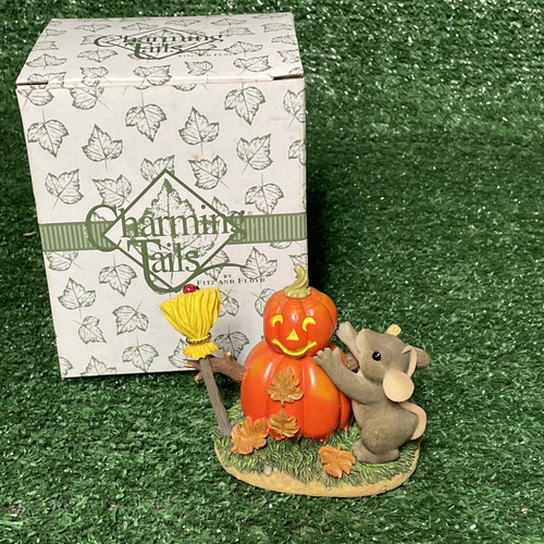Charming Tails Building a Pumpkin Man Statuina Fitz e Floyd 85/103 Topo - Foto 2 di 8