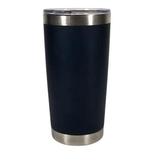 Snap-on 20oz Coffee Mug Tumbler Navy Blue-Embossed Lettering Stainless Steel - Picture 2 of 5
