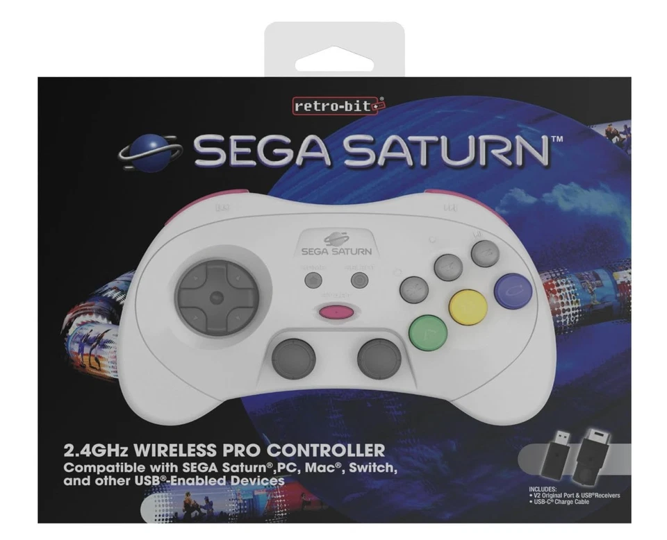 Retro-Bit - Controlador SEGA Saturn Pro, inalámbrico, compatible con... - Imagen 2 de 4