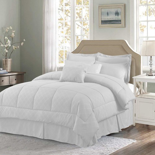 10 Piece Bed In A Bag Comforter Set Reversible Luxury All Season Queen/King Size - Picture 35 of 41