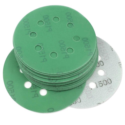 50x 5 pulgadas discos de lijado 1500 gancho de arena bucle papel de lija húmedo seco almohadilla lijadora orbital - Imagen 8 de 9