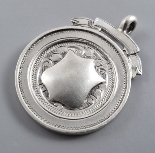 ANTIQUE STERLING SILVER POCKET WATCH FOB MEDAL HALLMARK BIRMINGHAM 1928 - Picture 11 of 24