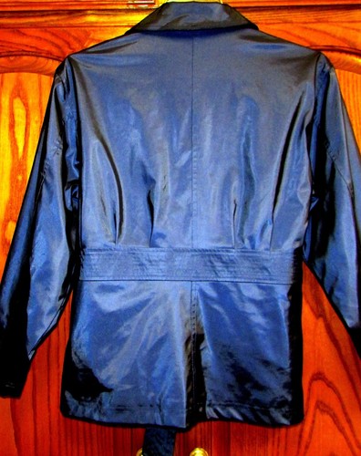 GIRLS PONYTAILS SZ L/12 SHINY BLUE LINED ZIP FT NYLON JACKET W ATTACHED FT BELT - Picture 3 of 7