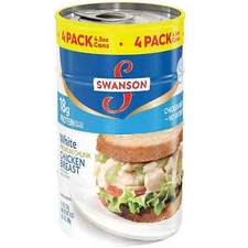 (4 Pack) Swanson White Premium Chunk Canned Chicken Breast in Water, 4.5 Oz