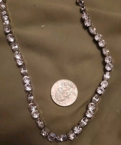 Beautiful Eisenberg Clear Crystal Single Vintage Necklace Signed 16 Inch Long - Picture 8 of 10
