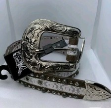 Angel Ranch Small Leather Lace/Brown Silver Ornate Women s Belt New