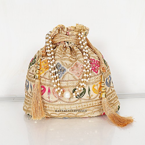 Bolsa de seda tradicional india bolsa de seda potali boda, bolsas potli boda, potli - Imagen 7 de 49