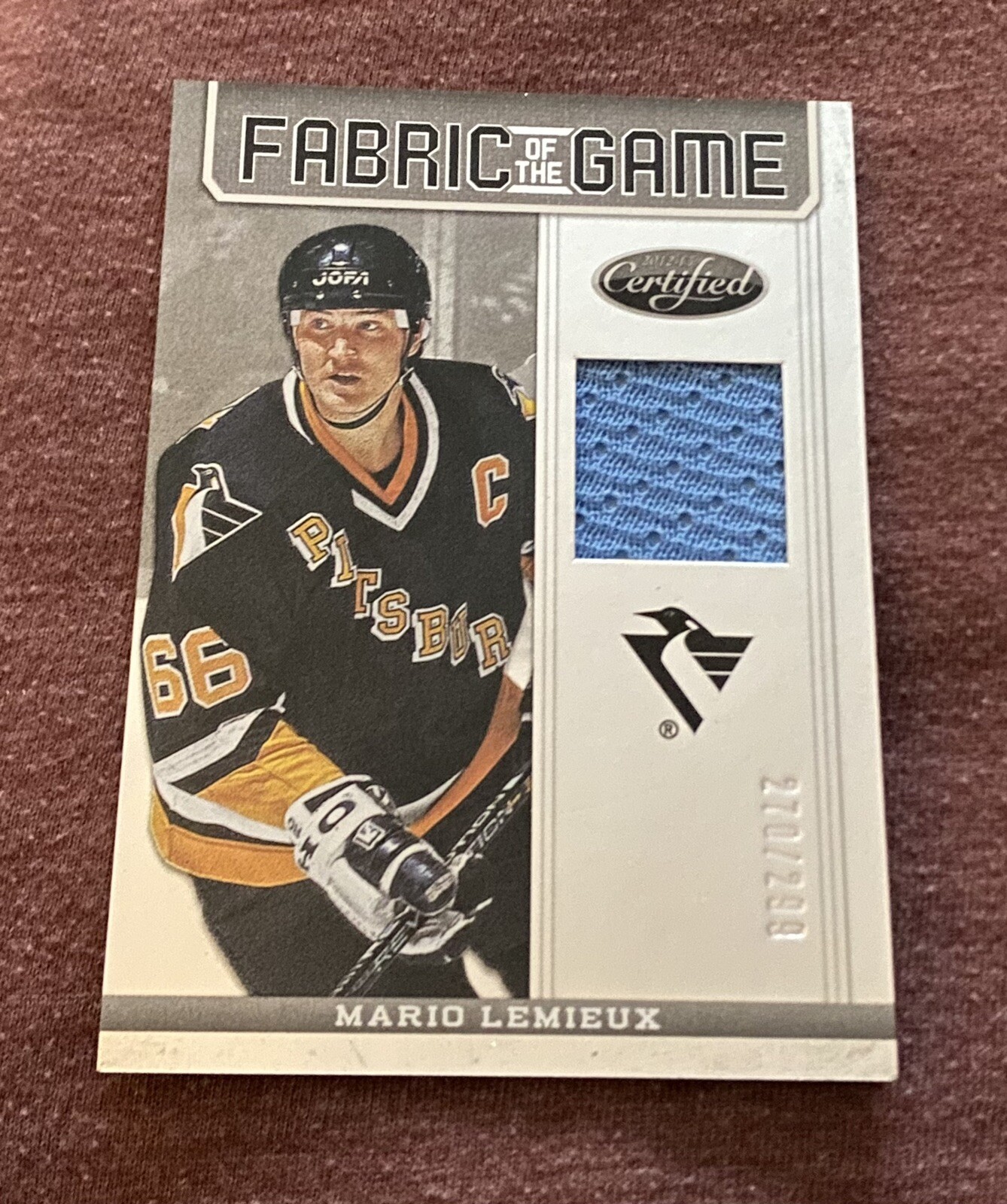 Mario Lemieux 2012-13 Panini Certified Fabric Of The Game Jersey Card /299