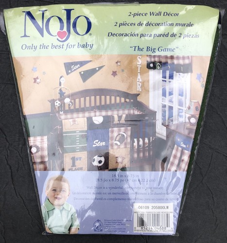 Nojo The Big Game Sports ~ 2 Fabric Pennants + 4pk Removable Wall Decal Stickers - Picture 2 of 7