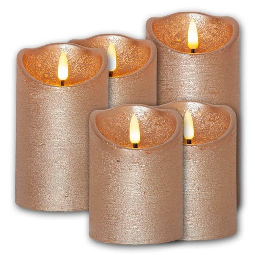 LED Kerzen 3D FLAMME RUSTIC mit Timer, Echtwachs Stumpen-Block-Kerze flackernd - Bild 6 von 26