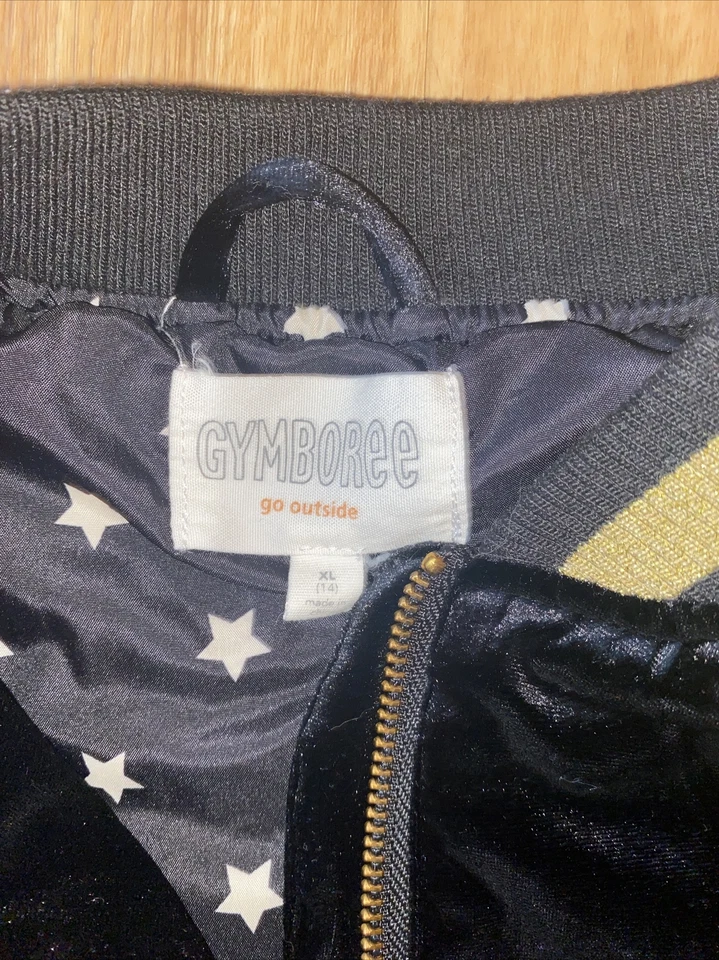Gymboree Niña Talla XL 14 Chaqueta Terciopelo Negro Cremallera Abrigo Calentamiento Foto 2 de 4