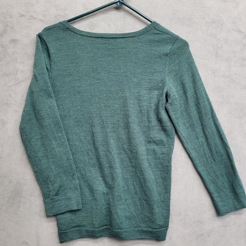 Suéter limitado de mezcla de lana para mujer talla mediana verde tejido manga 3/4 claro - Imagen 2 de 7
