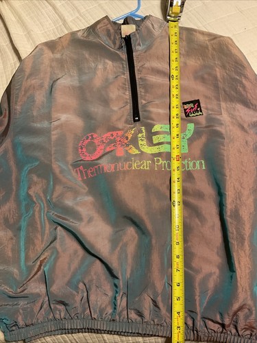Vtg 90s Oakley Surf Style Thermonuclear Protection Windbreaker Jacket Iridescent - Picture 23 of 23