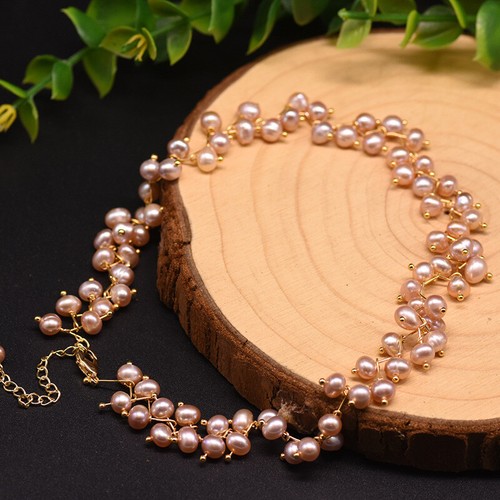 Gargantilla colgante de perlas naturales de agua dulce collar babero mujer joyería regalo - Imagen 17 de 27